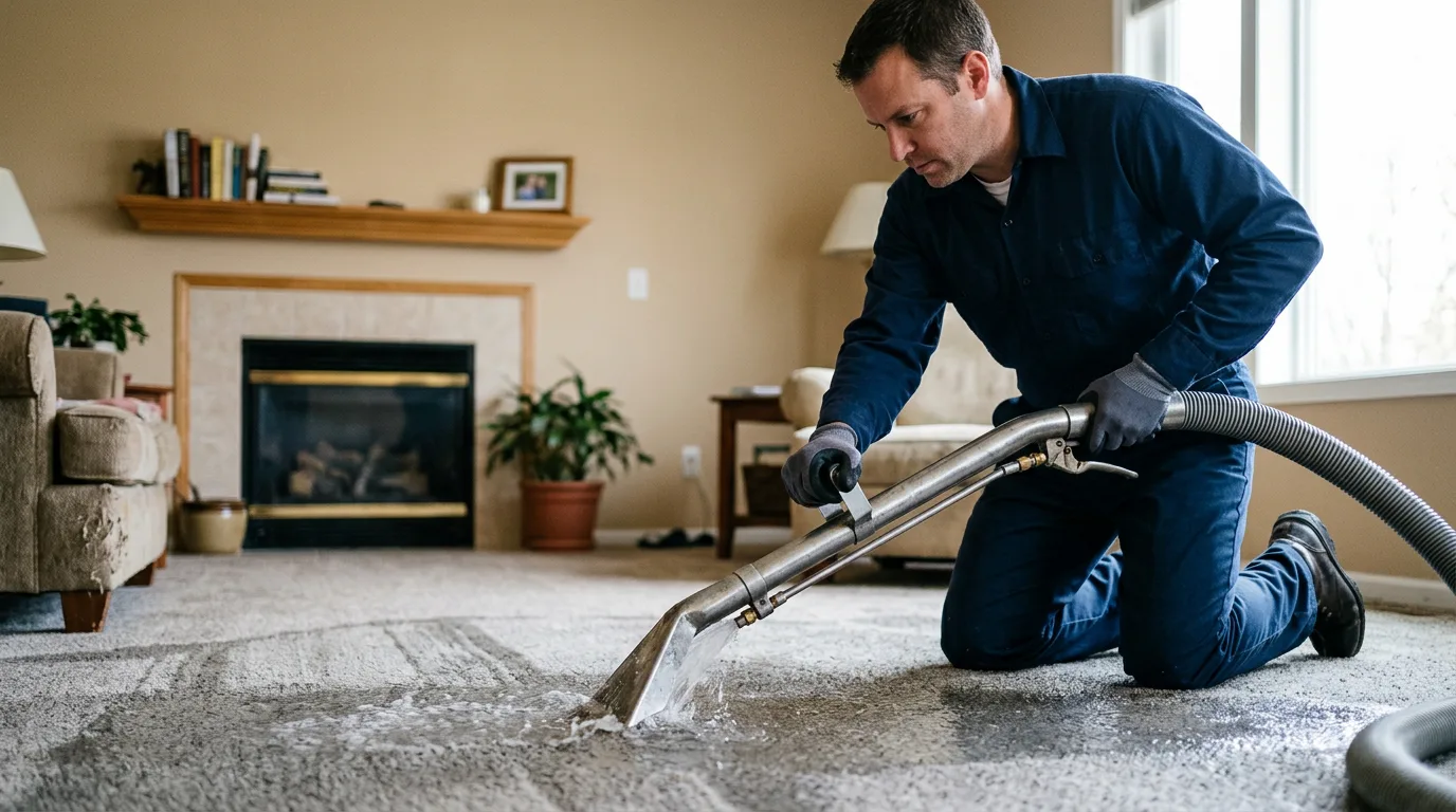 Water damage restoration technician working near Washington Crossing, PA